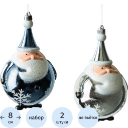 Набор игрушек елочн.Шары  Дед Мороз,пластик, серебр син,2шт.,15 см,VNVE-B20