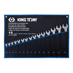 Набор ключей комбинированных,10-32мм, чехол из теторона,15предм.KING TONY