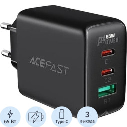 Зарядное устройство ACEFAST (AF-A13-BK) A13 PD65W USB-C+USB-C+USB-A 3/черн
