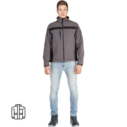 Куртка муж демисезонная софтшел LULEA cер/черн р.3XL(арт.LULE2GR3X)
