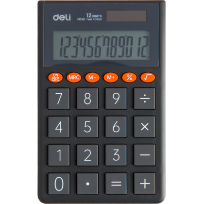 Калькулятор карманный Deli EM130, 12-р,дв.пит.,70.2x8.5x112.2 мм,темн-сер