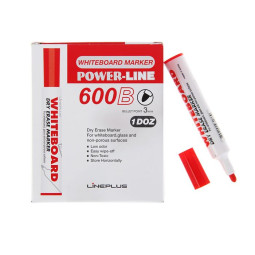 Маркер для доски Line Plus 600B, 3.0 мм, красный (Цена за 12 шт.)