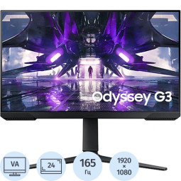 Монитор Samsung Odyssey G3(LS24AG320NMXZN)24/FHD/VA/165Hz/250cd/1ms/HDMI/DP