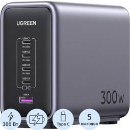 Зарядное устройство UGREEN CD333 (90903B)Nexode 300W 5-Port PD GaN EU серый