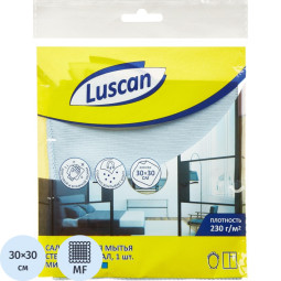 Салфетка хозяйственная Luscan д/стекол и зерк микрофиб 230г 30х30см голубая