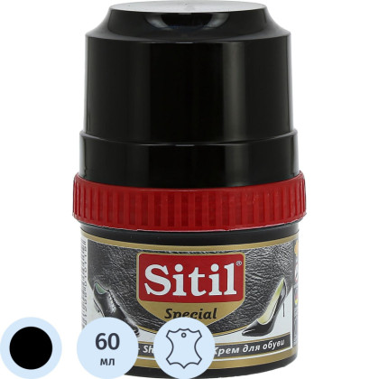 Крем для обуви Shoe Polish 60 ml,черн, крем-блеск, Sitil, 101.01 SKB