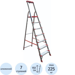 Стремянка ал. Новая Высота NV 3118, 1х7 ступ. 130 мм, органайзер 3118107