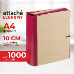 Папка архивная Attache Economy 100мм крафт/бумвинил 4 завязки, бордовая