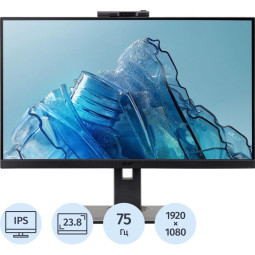 Монитор Acer B247YDbmiprczxv(UM.QB7EE.D10)23,8/FHD/IPS/75Hz/250cd/4ms/DP
