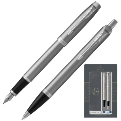 Набор ручек Parker IM Duo:шарик син,1мм+пер IM Stai. Steel CT кор 2183058