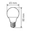 Лампа светодиодная Эра 7W E27 2700k тепл.бел. шар ЭРА smd P45-7W-827-E27