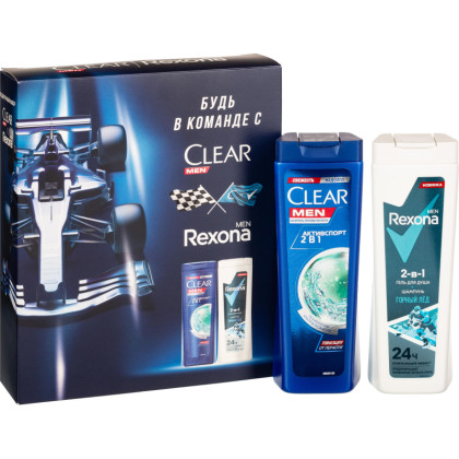Подарочный набор Clear men Спорт коллекция,200+180мл муж