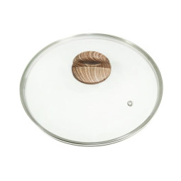 Крышка Стеклянная 28см Panairo с ручкой Soft-touch Wood