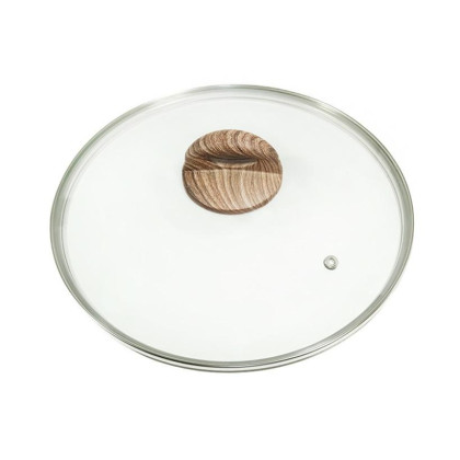 Крышка Стеклянная 28см Panairo с ручкой Soft-touch Wood