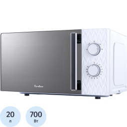 Микроволновая печь TESLER MM-2004 WHITE, 20л., 700Вт., механическая
