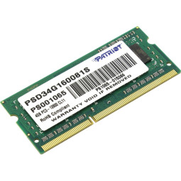 Модуль памяти Patriot DDR3 SO-DIMM 4Gb 1600МГц CL11 (PSD34G160081S) RTL
