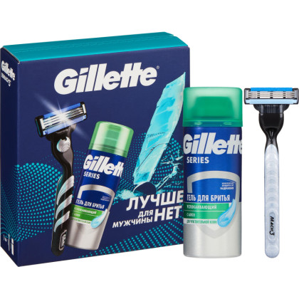 Подарочный набор Gillette бритва Mach3 ус гл д/бр Gillette Series 75мл муж
