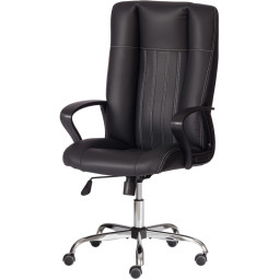 Кресло UT_Easy Chair Boston хром, (черн. подлок), кож/зам, черный, 36-6