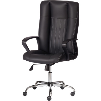 Кресло UT_Easy Chair Boston хром, (черн. подлок), кож/зам, черный, 36-6