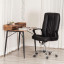 Кресло UT_Easy Chair Boston хром, (черн. подлок), кож/зам, черный, 36-6