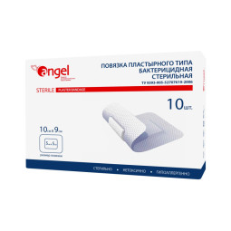 Повязка раневые бактерицидные 10x9  10шт/уп Angel
