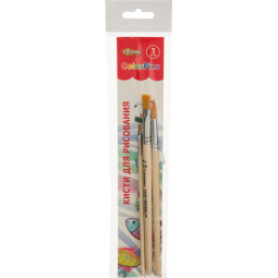 Кисть набор 3 шт. №1 School ColorPics синтетика №2П,10П,6К