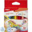Карандаши цветные Deli EC00400 ColoRun 3-гран. деревян. 12цв/наб короткие