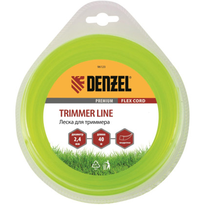 Леска для триммера квадрат 2,4 мм х 40 м FLEX CORD Denzel 96123