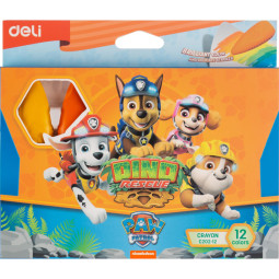 Мелки восковые пластиковые Deli Paw Patrol набор 12 цв европодвес,EC202-12