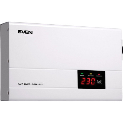 Стабилизатор напряжения SVEN AVR SLIM-500 LCD 400Вт, 1xCEE7/4