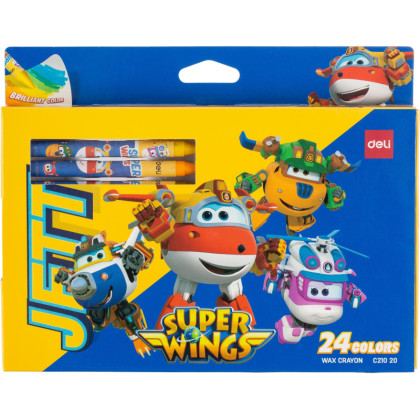 Мелки восковые Deli Super Wings круглые наб 24цв. картон/европод,EC21020