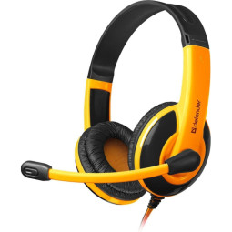 Гарнитура игровая Defender Warhead G-120, проводная, 2 м, оранжево-черный