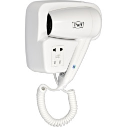 Фен Puff-1200B, белый, 1,2 кВт, с доп. розеткой