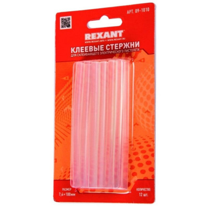 Стержень клеевой REXANT d7.4х100мм прозрачные, 12шт. (09-1010)