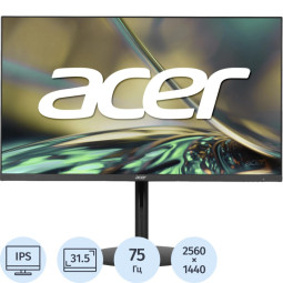 Монитор Acer (UM.JS2CD.A05)31,5/WQHD/IPS/75Hz/300cd/1ms/HDMI/DP