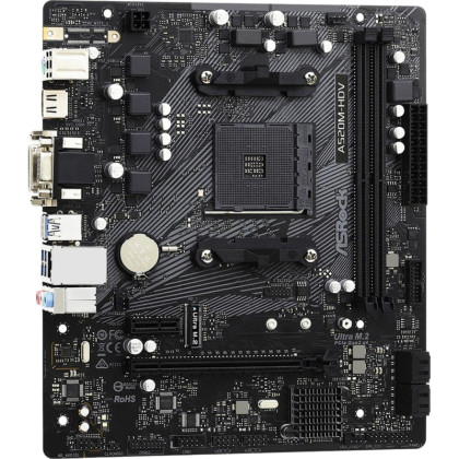 Материнская плата ASROCK A520M-HDV, AM4, A520, 2xDDR4, D-Sub+DVI-D+HDMI
