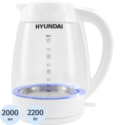 Чайник Hyundai HYK-G4506 2л. 2200Вт белый (стекло/пластик)
