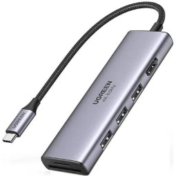 Разветвитель USB Ugreen CM511 (60383) USB-C. серый космос