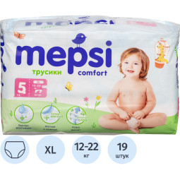 Подгузники -трусики для детей MEPSI XL (12-22 кг) 19 шт/уп