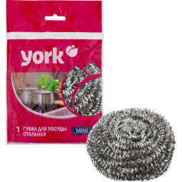 Губка-мочалка для мытья посуды YORK Мини спиральная стальная
