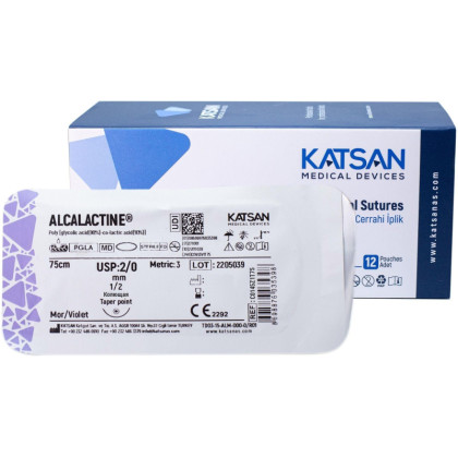 Шовный материал ALCALACTINE 2/0 45 1/2 TAPER POINT кол. 75 уп/12 шт