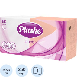 Салфетки бумажные Plushe Duet 24х24 пастель 1сл 250л/уп