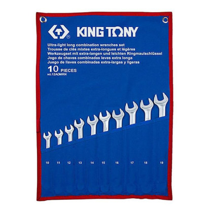 Набор ключей комбинированных удлиненных, 10-19 мм, чехол, 10предм.KING TONY