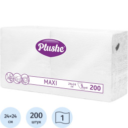 Салфетки бумажные Plushe Maxi 24х24 белая 1сл 200л/уп