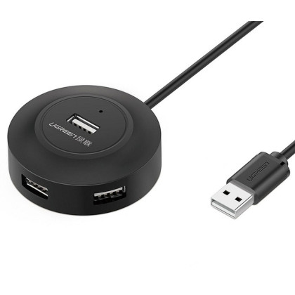 Разветвитель USB UGREEN CR106 (20277) USB 2.0 Hub 4 Ports. Длина 1 м/черный