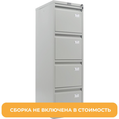 Картотека (115913) ПРАКТИК A-44 шкаф 4 секцион. А4, ц.замок, без сборки