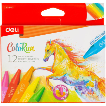 Мелки восковые толстые Deli EC20900 ColoRun 12цв/наб