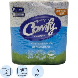 Бумага туалетная Comfy 2сл бел цел втул 130л. 4рул/уп
