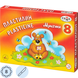 Пластилин Гамма Мультики 8цв 160г со стеком