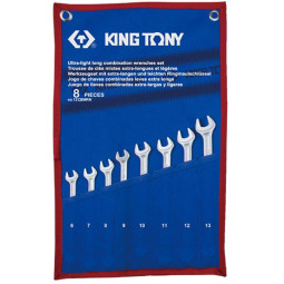 Набор ключей комбинированных удлиненных, 6-13 мм, чехол,8предм.KING TONY
